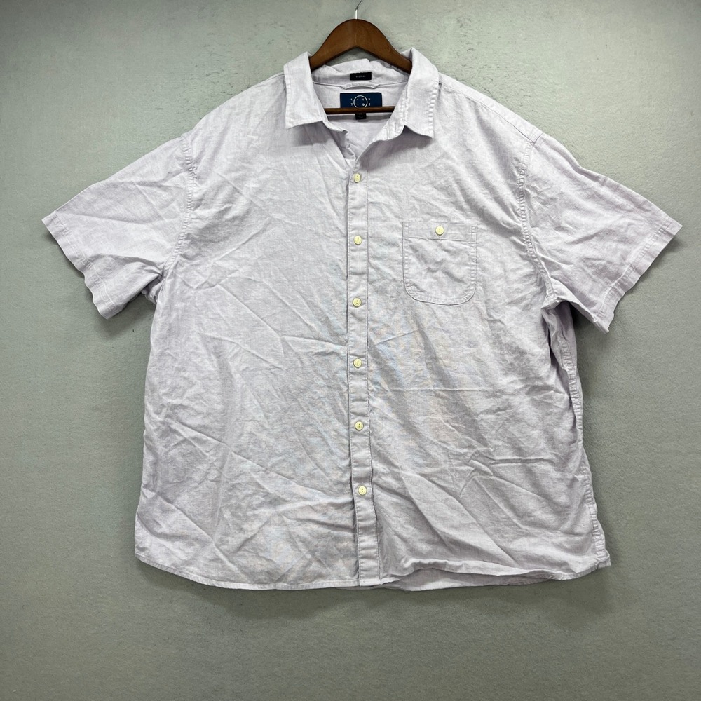 Even Tide Button Up Shirt Mens 3XL Lavender Regular Short Sleeve Preppy Casual